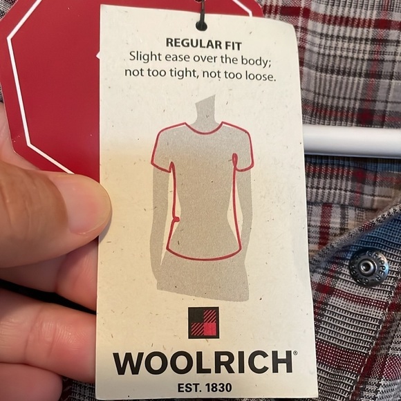 NWT Woolrich Mercer shirt Sz LP Plaid opalescent pearl snaps gray red black - Picture 8 of 12